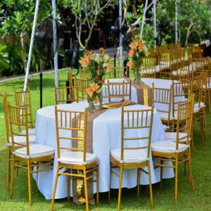 Gold Tiffany chair rentals by Lassana Events